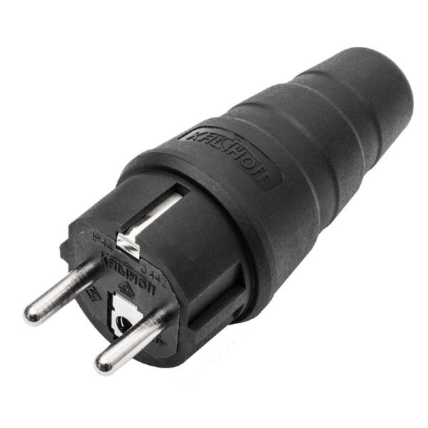  KALTHOFF Gummi Stecker IP44 schwarz MAMMUT doppeltes Schutzkontaktsystem