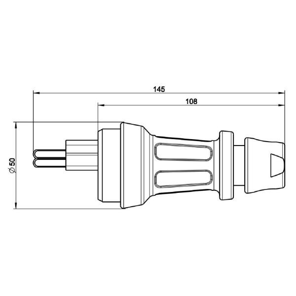  KALTHOFF Thermoplast Stecker Schweiz 3polig Rundkabel 16A IP55 schwarz