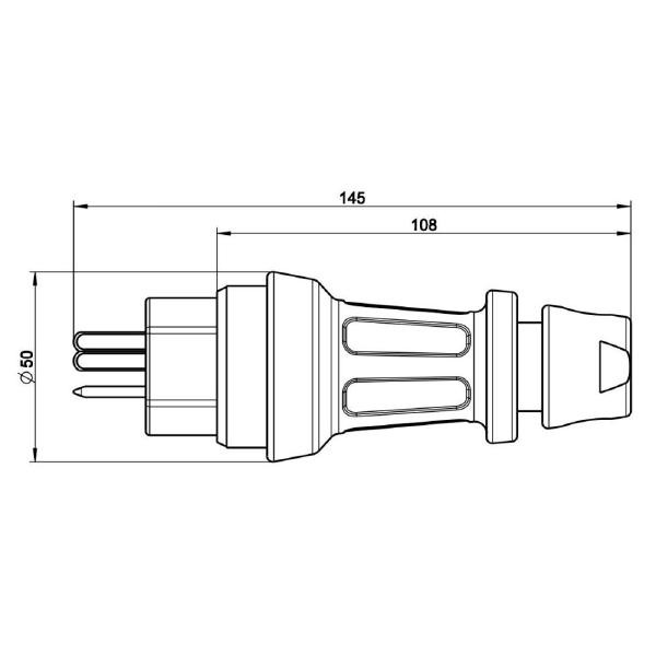  KALTHOFF Thermoplast Stecker Schweiz 5polig Rundkabel 16A IP55 schwarz