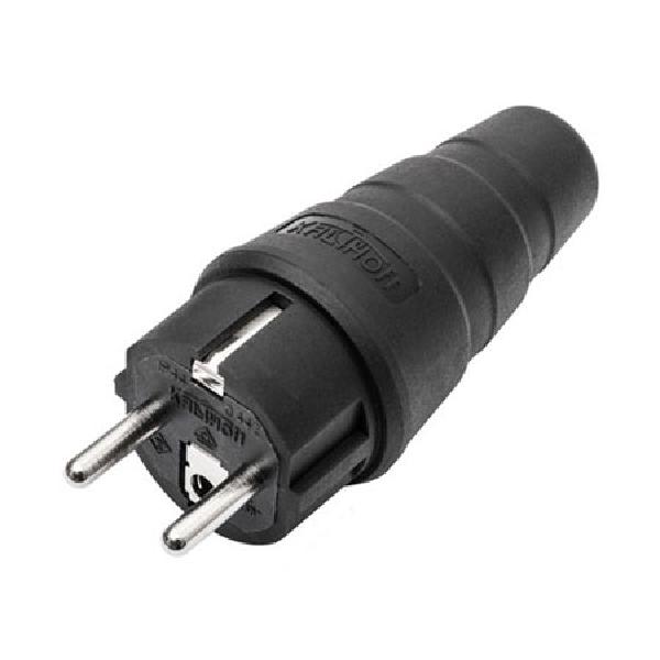  KALTHOFF Gummi Stecker IP44 schwarz MAMMUT doppeltes Schutzkontaktsystem