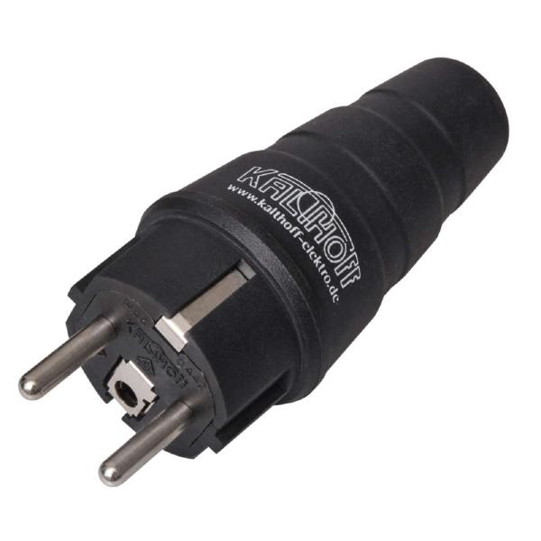  KALTHOFF Gummi Stecker IP44 schwarz MAMMUT doppeltes Schutzkontaktsystem