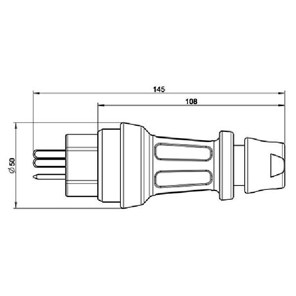  KALTHOFF Thermoplast Stecker Schweiz 5polig Rundkabel 16A IP55 schwarz