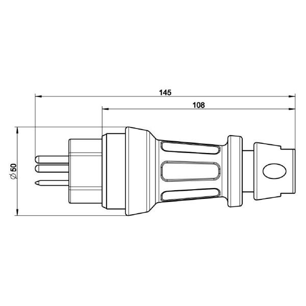  KALTHOFF Thermoplast Stecker Schweiz 5polig Rundkabel 10A IP55 schwarz