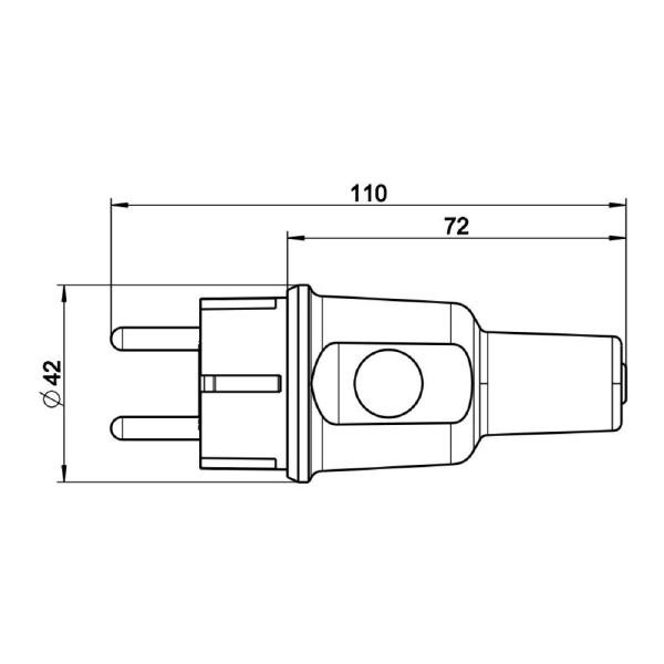  KALTHOFF Gummi Stecker Rundkabel IP44 schwarz doppeltes Schutzkontaktsystem