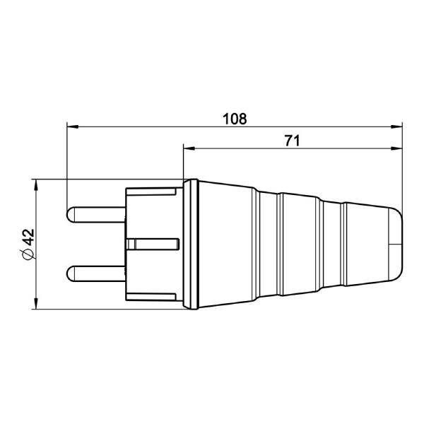  KALTHOFF Gummi Stecker IP44 schwarz MAMMUT doppeltes Schutzkontaktsystem